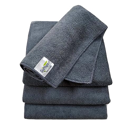 Softspun Microfiber Cloth – 4 Pcs – 40X40 Cms – 340 Gsm Grey! Thick Lint & Streak-Free Multipurpose Cloths – Automotive Microfibre Towels For Car Bike Cleaning Polishing Washing & Detailing.