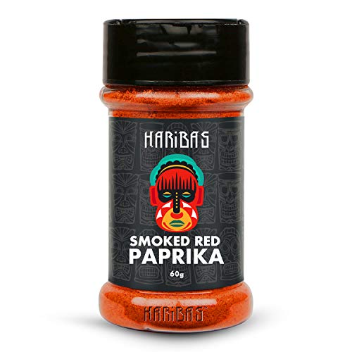 Haribas Pure Smoked Red Paprika 60 Grams, Natural Vegetarian Dry Hot And Spicy Chilli Aromatic Seasoning Powder