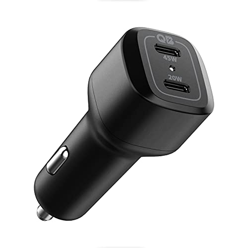 Spigen Total 65W(45W+20W) Fast Charging Car Charger Adapter, Usb-C Dual Port, Pd3.0, For Iphone 17/16/15/14 Series, Galaxy S25/24/23, Earbuds, Tablet & More (Pc2000) – Black