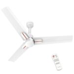 Polycab Wizzy Neo 1200Mm 5-Star Bldc, Remote Ceiling Fan For Living Room| 55% Energy Saving, 100% Copper, High Air Delivery, 6 Speed Setting, Free Installation | 4-Yr Warranty【White Rosegold】