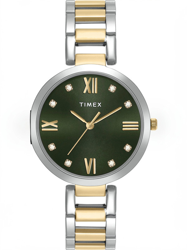 Timex Green Dial Stainless Steel Analog Watch – For Women
