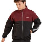 Dollar Men’S Polyester Colourblock Windcheater Jacket With Side Pockets, Maroon-Black – Large