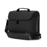 Mokobara The Transit Briefcase Vegan Leather & Nylon 15L Laptop Crossbody Messenger Bag For Men & Women (Black)