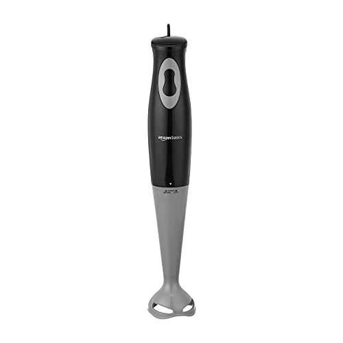 Amazon Basics 300 Watts Hand Blender With Detachable Stem | Stainless Steel Blades With Plastic Body | In Built Cord Hook | Isi Marked | Black