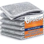 C.Herry® Non-Scratch Dish Wash Cloth, Steel Wire Dish Cloth, Wire Dishwashing Rags Stainless Steel Scrubber Non-Scratch Wire Dishcloth For Washing Dishes Sinks Counters (Pack Of 6)