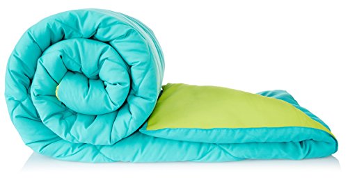 Solimo Microfiber Reversible Comforter, Single (Aqua Blue & Olive Green, 200 Gsm)