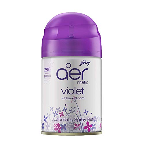 Godrej Aer Matic Automatic Room Fresheners Refill Pack | Violet Valley Bloom | 2200 Sprays Guaranteed | Lasts Up To 60 Days (210Ml)