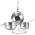 Milton Pro Cook Triply Stainless Steel 4 Pc Induction Cookware Set, Tea Pan 16Cm, Fry Pan 22Cm, Kadai With Glass Lid 24Cm, Even & Fast Cooking, Induction & Gas Ready, 3 Years Warranty By Manufacturer