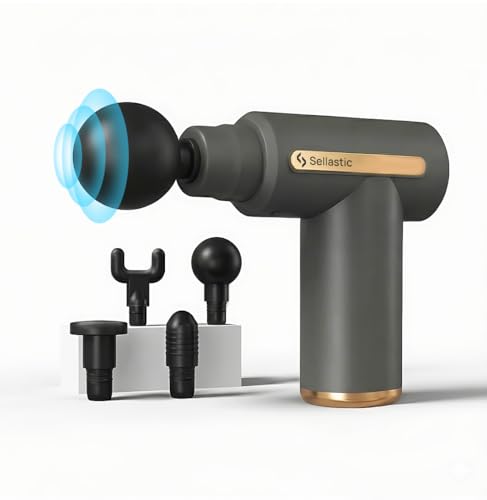 Sellastic Quickrelief Full Body Massager Gun For Pain Relief | Mini Deep Tissue Massage Machine | 4 Specialized Head For Legs, Back, Neck & Body Pain Relief