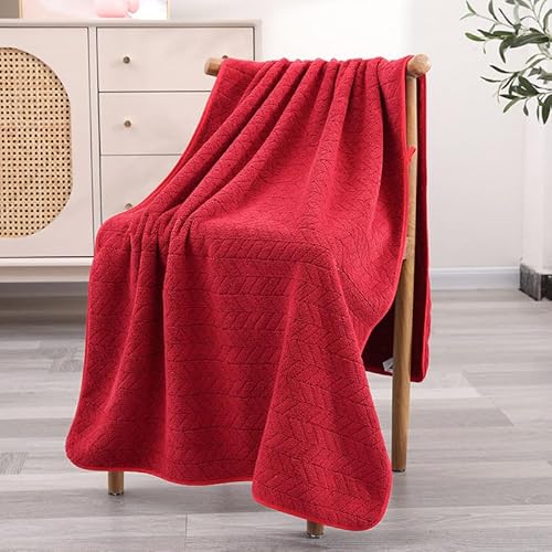 Cortina Eco-Friendly Microfiber Towels For Bath |Quick Dry Leaf Face 400 Gsm | 70 X 140 Cm | Bath Towels For Adult, Women & Kids | Gym Towel, Beach Towel| Color : Red