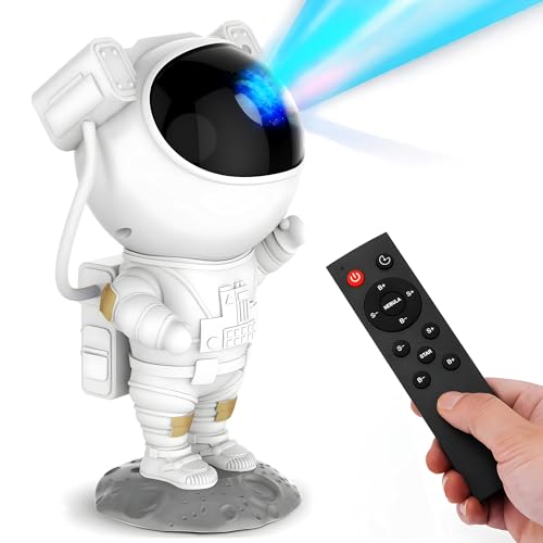 Kidsmate Astronaut Galaxy Projector – 360° Adjustable Nebula Night Light With Remote & Timer For Bedroom, Gaming & Party | Sky Night Lamp With Stunning Star Effects For Home & Kids Room – White