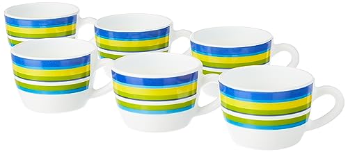 Larah By Borosil Vienna Opalware Cup Set Of 6 Pcs | Tea/Coffee Cups 140 Ml | Microwave & Dishwasher Safe | Bone-Ash Free | Crockery Set Ideal For Daily Use & Gifting, White