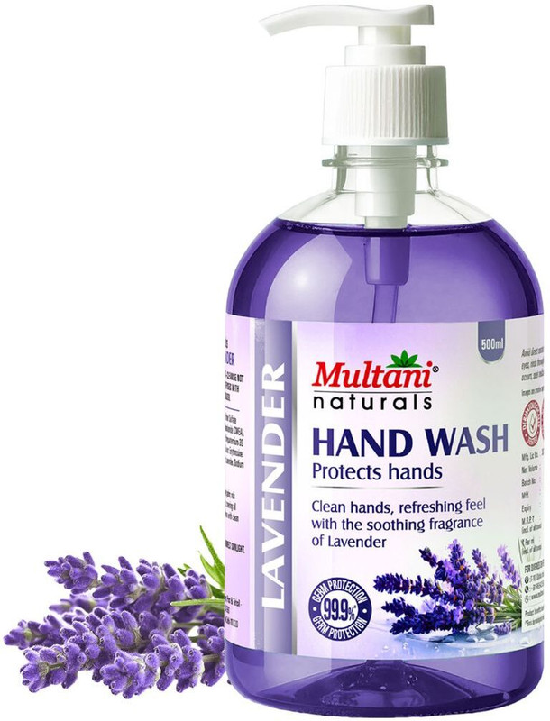 Multani Naturals Lavender Hand Wash | 99.9% Germs Protection | Dermatologically Tested – Hand Wash Pump Dispenser(500 Ml)