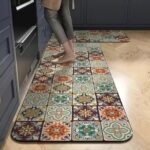 Kitchen Floor Mat With Non-Slip Rubber Backing And Absorbent Layer, Rectangular Design For Kitchen, Entrance And Doorway Use (Brown Rajwadi)