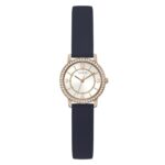Guess Silicone Women Ladies 25Mm Analog Watch – Navy Strap White Dial Rose Gold Case, Navy, Blue Band