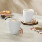 Larah By Borosil Orbit White Opalware Mug, Set Of 2 Tea/Coffee Cups, 240 Ml Each, Microwave & Dishwasher Safe, Bone-Ash Free, Crockery Set Ideal For Daily Use & Gifting