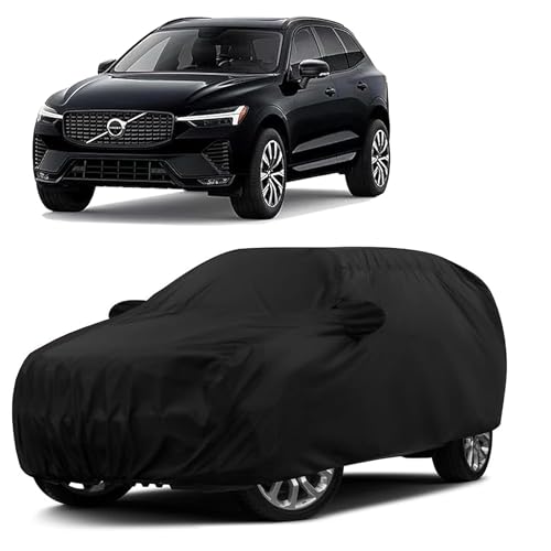 Sulfar 100% Water Resistant Car Body Cover Compatible With Mirror For Volvo Xc60 (Triple Stitched, Full Bottom Elastic, Black)