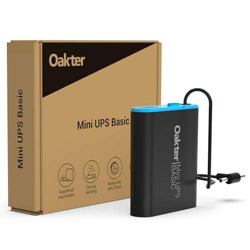 Oakter Mini Ups Basic For Wifi Router Broadband Modem | Supports 12V-2A Routers. Backup Upto 3 Hours | Wifi Router Ups Power Backup During Power Cuts| Current Surge & Deep Discharge Protection