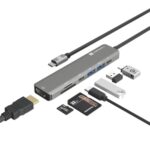 Portronics Mport 52 Usb C Hub Dock (7-In-1), Multiport Adapter With 4K Hdmi, 60 W Pd Charging, Usb 3.0/2.0 & Usb Type-C Data Ports At Up To 10 Gbps, Microsd & Sd Card Reader For Laptops(Grey)