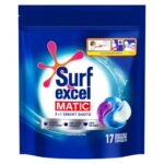 Surf Excel Matic 3 In 1 Smart Shots 17 Pcs|| Laundry Detergent Pods For Tough Stain Removal In Front Load & Top Load Washing Machines|| Fragrance + Care