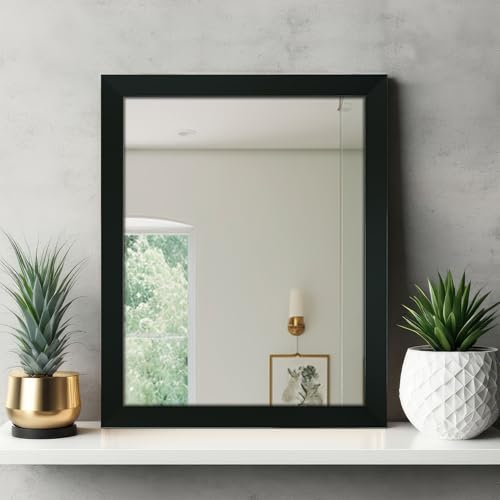 Amazon Basics Wood Exquisite Rectangular Wall Mirror | Versatile Usage For Entryways, Living Rooms, Bedrooms, Bathrooms | Durable & Clear Reflection | Standard Trim (Black) | 41 Cm X 51 Cm