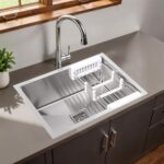 Ruhe® Handmade Exclusive Single Bowl Kitchen Sink – 24X18X10 Inches | Premium Stainless Steel Sink With Brushed Matte Finish | Kitchen Sink Including Coupling, Waste Pipe & Vegetable Washing Basket