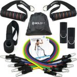 Boldfit Resistance Band Set With Handles, Portable Toning Tubes With Door Anchor & Foam Handles. Resistance Tube Kit With Bag And Ankle Straps Included. (11 Pieces Tube Set), Multicolor, L