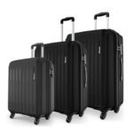 Safari Genius Alley Set Of 3 (Cabin + Medium + Large) Trolley Bags, Hard Case Polypropylene, 4 Wheels, 360 Degree Wheeling Luggage, Suitcase For Travel, Black