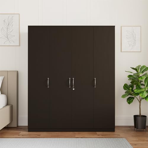 Amazon Brand – Solimo Medusa Engineered Wood 4 Door Wardrobe (Wenge Finish)