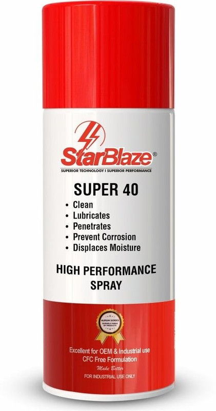 Star Blaze Super 40, 5-In-1 Multifunctional High-Performance Spray, Plastic-Safe, Cfc-Free Rust Removal Aerosol Spray(400 Ml)