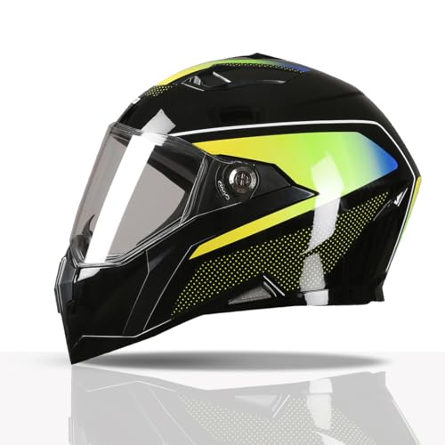 Tvs Racing Anti Matter Fullface Helmet For Bike & Motorcycle Riders-Dot &Isi Certified-Lightweight Abs Shell,Uv Resistant-Ventilated Comfort Liner,Quick-Release Visor &Chin Strap(Glossy Black Green/L)