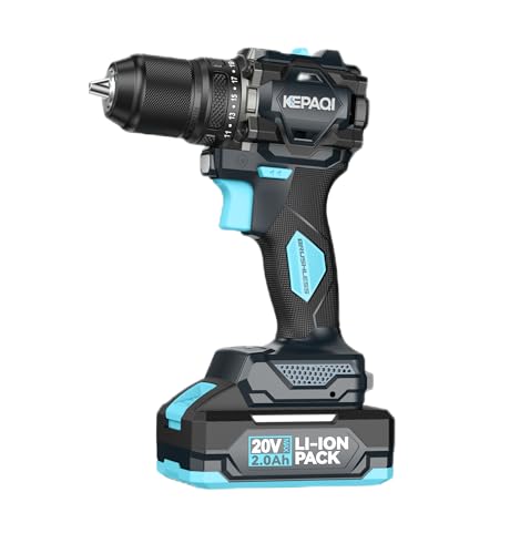 Kepaqi® Bsd-2010 Cordless Brushless Drill Driver With 2×2.0Ah Batteries, 55Nm Torque, 2-Speed, 10Mm Chuck, Adjustable Speed, Battery Indicator, Rubber Grip Handle