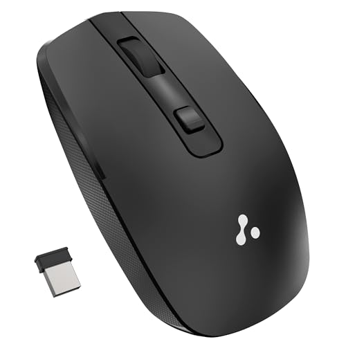 Ambrane Wireless Mouse With 2.4Ghz, Usb Nano Dongle, Silent Click, Optical Orientation Click Wheel, 4 Buttons, 1600 Adjustable Dpi, Both Hand Use, Compatible With Pc, Mac, Laptop (Sliq 3, Black)