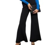 Black Bell Bottom Textured Pants