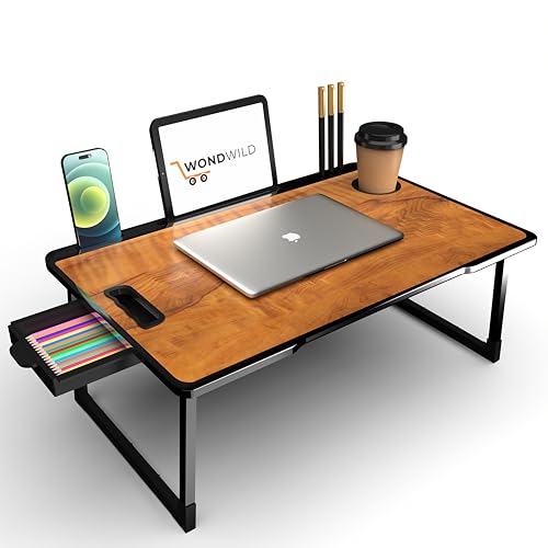 Wondwild Study Table Bed Table Premium Laptop Table/Foldable And Portable Wooden/Writing Desk For Office/Home/School (Cotted~Wood)