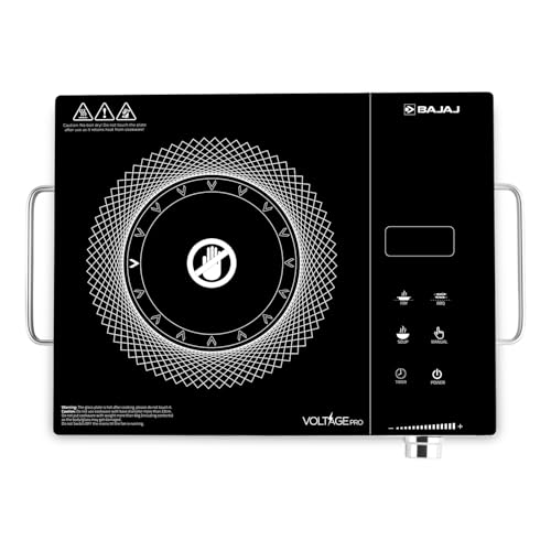 Bajaj Irx 220F Infrared Induction Cooktop | 2200 Watts | 11 Power Level | 3 Preset Menu | Feather Touch Controls | Digital Display | 1 Yr Warranty 【Black/Silver】