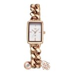 Fastrack Vyb Quartz Analog White Dial Rose Gold Chain Strap Watch For Women-Fv60048Wm01W