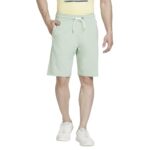 Spykar Men’S Regular Fit Mid Rise Green Casual Shorts
