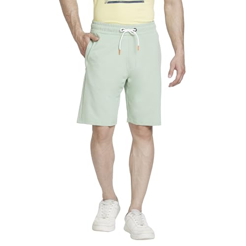 Spykar Men’S Regular Fit Mid Rise Green Casual Shorts