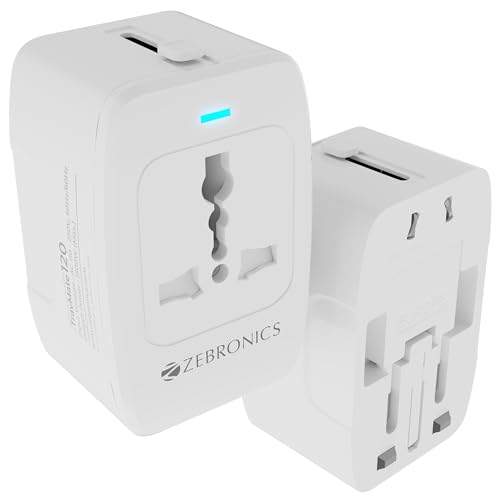 Zebronics 1500W All-In-One Universal Travel Adapter, Upto 6A, Universal Socket, Swappable Pins For Eu|Kr|Uk|Us|Jp|Aus|Cn, For Mobile, Tablets, Laptops, & Grooming Devices (Travmate 120)
