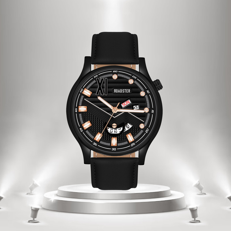 Roadster Rd-10 Bk Day And Date Display Analog Watch  – For Men