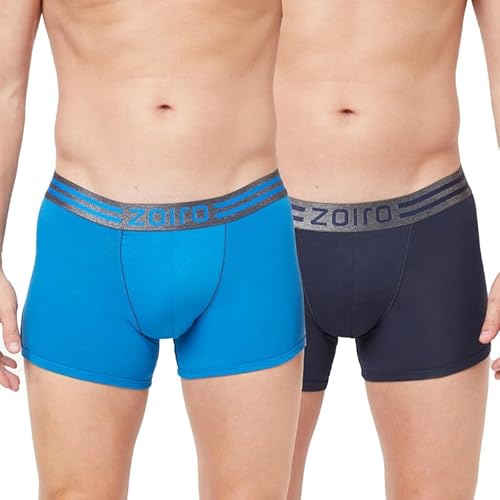 Zoiro Men’S Soft Cotton Blend Solid Sports Trunk (Sky Diver & Navy Pack Of 2)