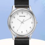 Sonata Np7135Sl04 Sonata Quartz White Dial Black Leather Strap Analog Watch – For Men
