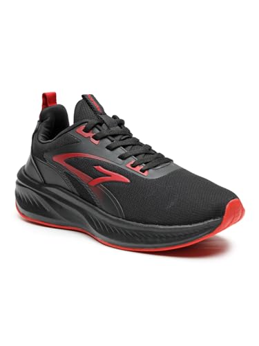 Action | Runner-119 | Stylish | Breathable | Comfortable | Durable | Sports | Lace Ups | Running Shoes | For Men | Black-Red | 7