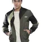 The Indian Garage Co Men Black Regular Fit Placement Print Standup Collar Windcheater (Black_M)