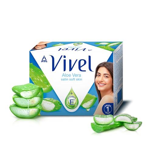 Vivel Aloe Vera Grade 1 Bathing Soap With Vitamin E For Soft Glowing Skin, 600G (150G – Pack Of 4), Soap For Women & Men, For All Skin Types