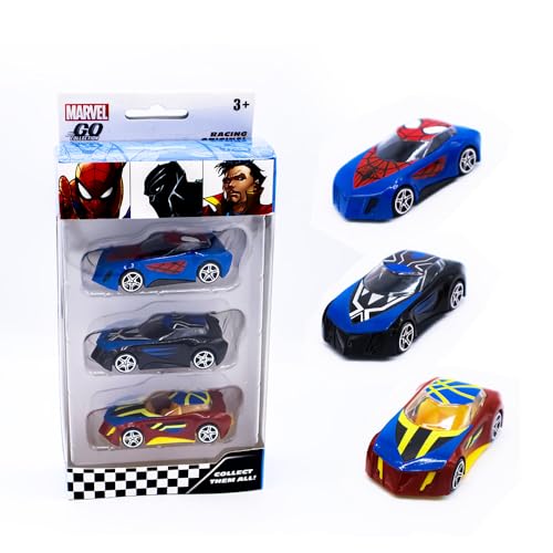 Marvel Go Collection | Rapid Racer 3-Pack| Spider-Man, Black Panther And Doctor Strange | 1:64 Diecast Toy Cars | Ages 3 And Up | Collect Them All
