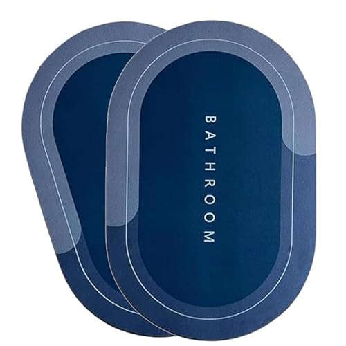 Vervenix Pack Of 2 Quick Dry Soft Water Absorbing Rectangular Bathroom Mat | Anti-Skid & Non-Slip Rubber Doormat For Home, Kitchen, Washroom | (Blue)