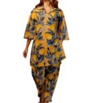 Trendy Queen Women’S Yellow Floral Printed Straight Polyester V-Neck Co-Ord Set (Sd795_Kb-S_Yellow)