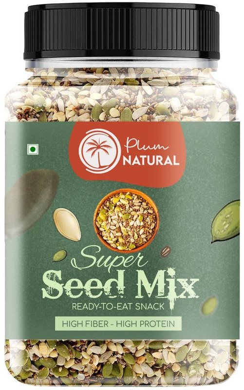 Plum Natural Premium 7 In 1 Roasted Seeds Mix Immunity Booster Weight Loss Healthy Snacks Chia Seeds, Sunflower Seeds, Pumpkin Seeds, Watermelon Seeds, Brown Flax Seeds, Sesame Seeds, Sweet Basil Seeds(1 Kg)